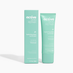 Active Skin Repair sunscreen tube and packaging on a white background