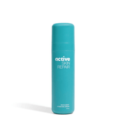 Teal bottle of 'active SKIN REPAIR' serum on a white background